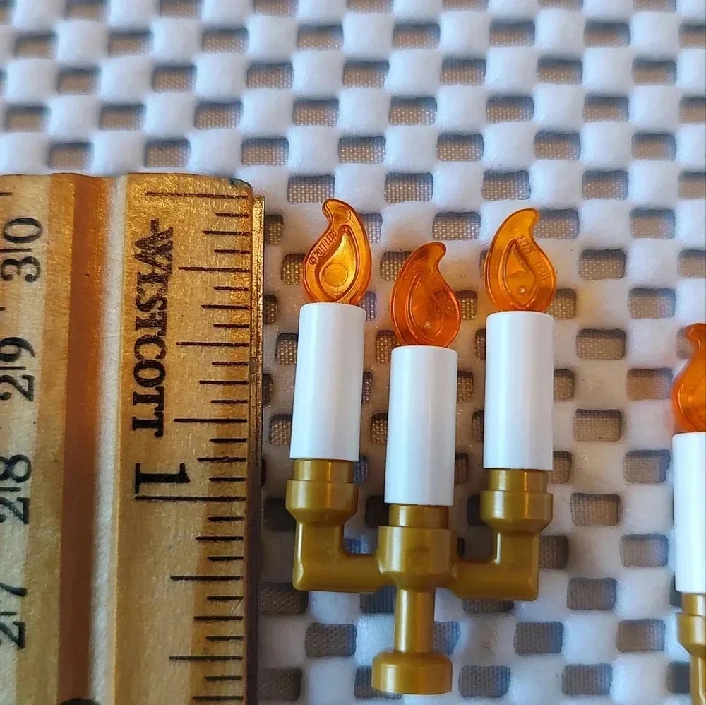 Lot of 5 Lego Pearl Gold Candelabra Candle Holder with Candles 73117 New, unused
